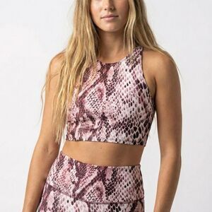 Colorado Threads Snakeskin Crop Top Large Recycled Sustainable Yoga Bra Pink